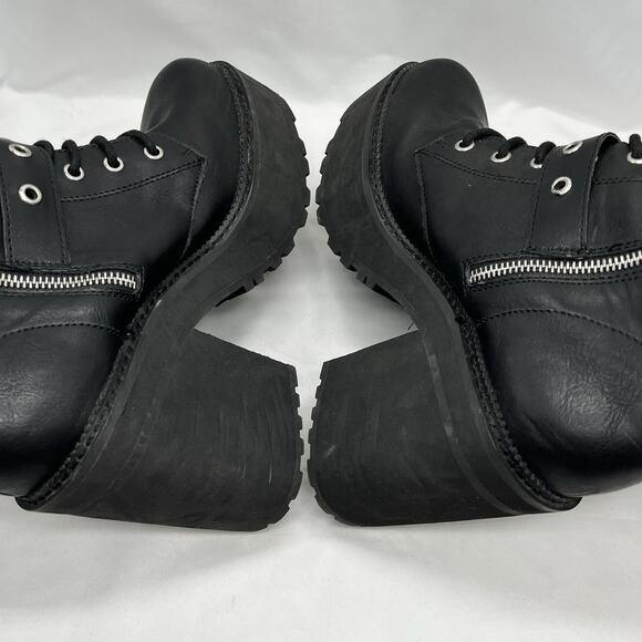 Killstar Vendetta platform boots Size 10 goth punk witchy buckle chunky heel - Picture 10 of 12